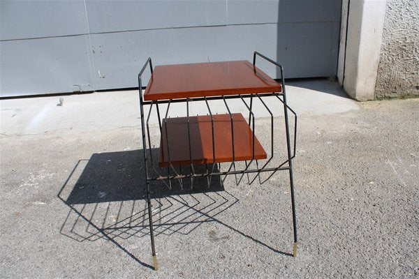 Italian Teak, Metal & Brass Coffee Table by Home Isa for Disegno Graffi Home, 1950s-EH-863111