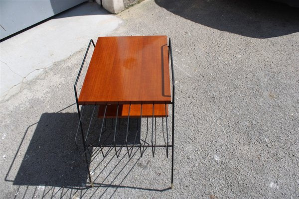 Italian Teak, Metal & Brass Coffee Table by Home Isa for Disegno Graffi Home, 1950s-EH-863111