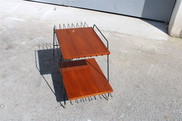 Italian Teak, Metal & Brass Coffee Table by Home Isa for Disegno Graffi Home, 1950s-EH-863111