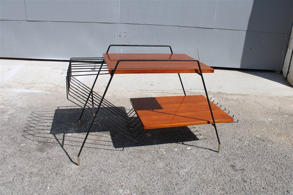 Italian Teak, Metal & Brass Coffee Table by Home Isa for Disegno Graffi Home, 1950s-EH-863111