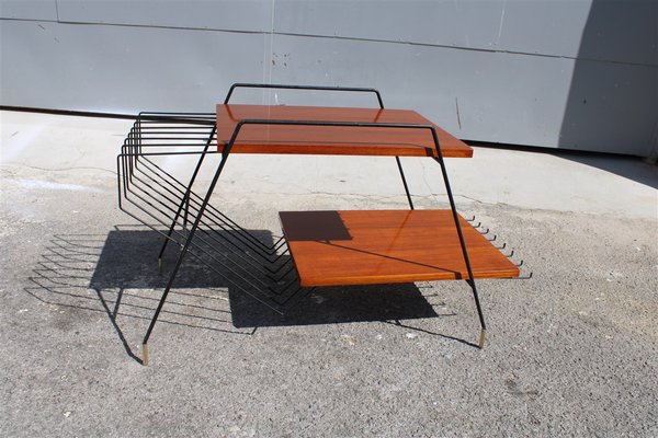 Italian Teak, Metal & Brass Coffee Table by Home Isa for Disegno Graffi Home, 1950s-EH-863111