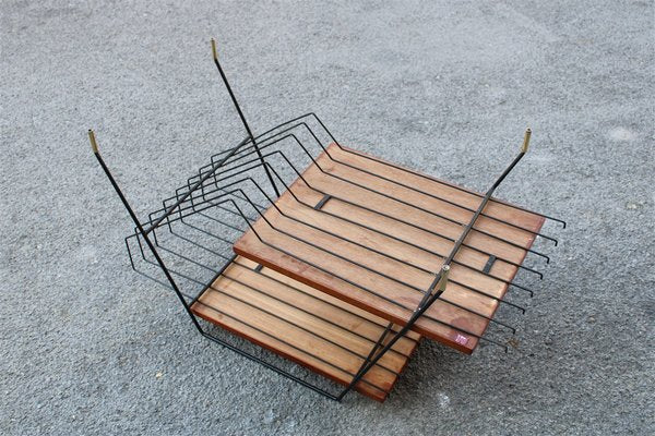 Italian Teak, Metal & Brass Coffee Table by Home Isa for Disegno Graffi Home, 1950s-EH-863111