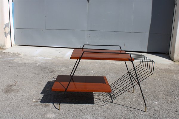 Italian Teak, Metal & Brass Coffee Table by Home Isa for Disegno Graffi Home, 1950s-EH-863111