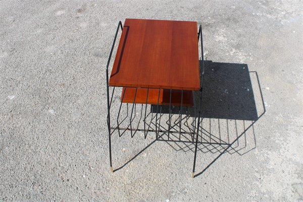 Italian Teak, Metal & Brass Coffee Table by Home Isa for Disegno Graffi Home, 1950s-EH-863111