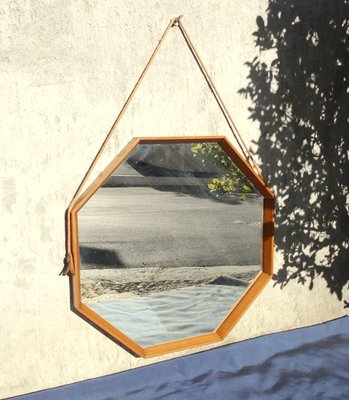 Italian Teak Wood Mirror, 1950s-EI-181047