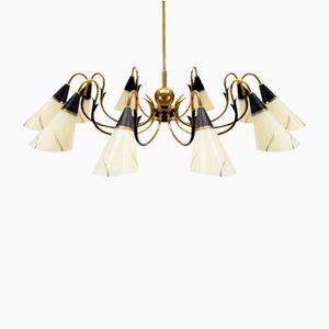 Italian Ten-Light Sputnik Chandelier in Brass and Glass, 1950s-KQB-1240170