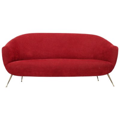 Italian Three-Seat Sofa in Brass and Fabric, 1960s-ITV-1299212