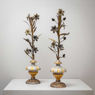 Italian Tin Flower Bouquets, 19th Century, Set of 2-VEI-2021297