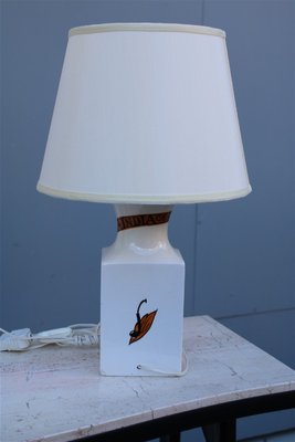 Italian Tobacco India Painted Ceramic Table Lamp from Etruria, 1950s-EH-695616