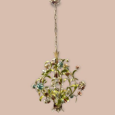 Italian Tole Flower Chandelier, 1960s-JJC-1448750