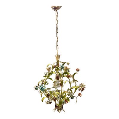 Italian Tole Flower Chandelier, 1960s-JJC-1448750