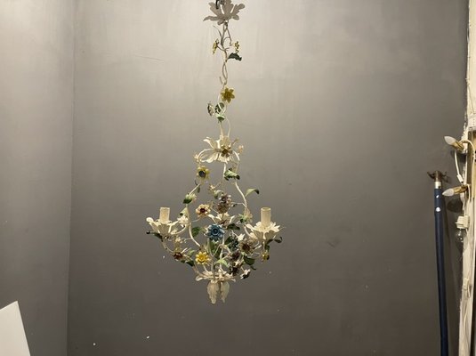 Italian Tole Flower Chandelier, 1960s-JJC-1342156