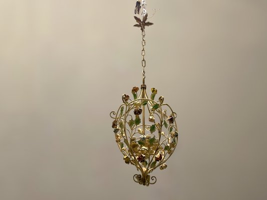 Italian Tole Flower Chandelier, 1960s-JJC-1437541