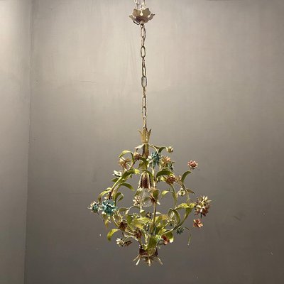 Italian Tole Flower Chandelier, 1960s-JJC-1448750