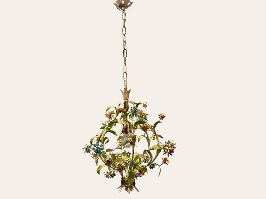 Italian Tole Flower Chandelier, 1960s-JJC-1448750