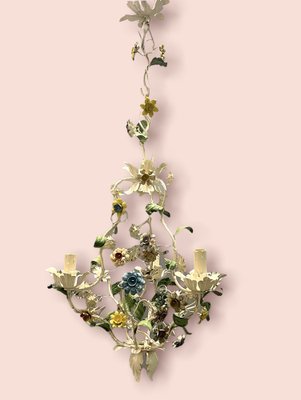 Italian Tole Flower Chandelier, 1960s-JJC-1342156