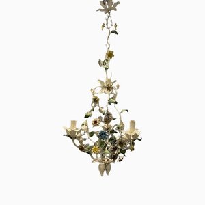 Italian Tole Flower Chandelier, 1960s-JJC-1342156