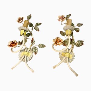 Italian Tole Flower Sconces, Set of 2-JJC-1336680