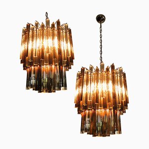 Italian Transparent and Smoked Triedri Chandeliers, Set of 2-OVO-1235344