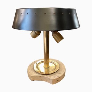 Italian Travertine and Brass Table Lamp from Fratelli Mannelli, 1960s-NMK-844563