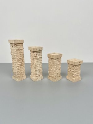 Italian Travertine Candleholder, 1970s, Set of 4-LYQ-1171382