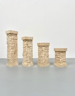 Italian Travertine Candleholder, 1970s, Set of 4-LYQ-1171382