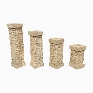 Italian Travertine Candleholder, 1970s, Set of 4-LYQ-1171382