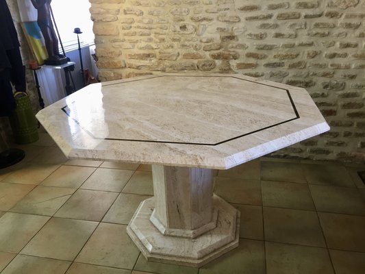 Italian Travertine Dining Table, 1976-EVQ-2043457