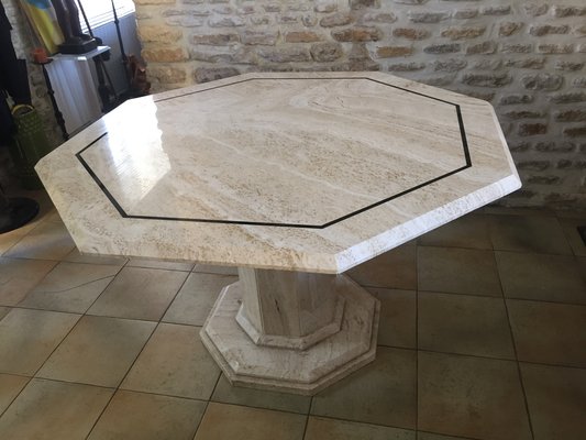 Italian Travertine Dining Table, 1976-EVQ-2043457