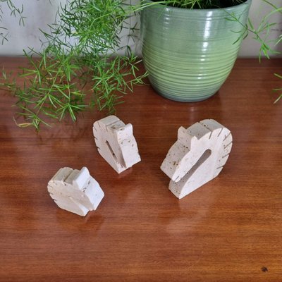 Italian Travertine Figurines from Fratelli Mannelli, 1970s, Set of 3-PUG-1368180