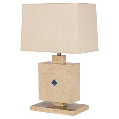 Italian Travertine Marble and Lapis Lazuli Table Lamp, 1970s-JDR-1419235