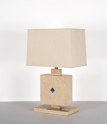 Italian Travertine Marble and Lapis Lazuli Table Lamp, 1970s-JDR-1419235