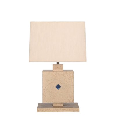 Italian Travertine Marble and Lapis Lazuli Table Lamp, 1970s-JDR-1419235