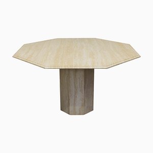 Italian Travertine Marble Dining Table, 1970s-TE-576560