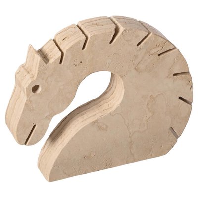 Italian Travertine Marble Horse Sculpture from Fratelli Mannelli, Italy, 1970s-JDR-1274882