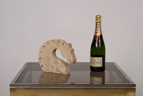 Italian Travertine Marble Horse Sculpture from Fratelli Mannelli, Italy, 1970s-JDR-1274882