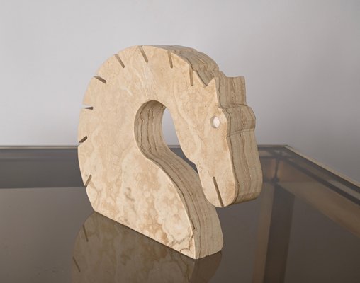 Italian Travertine Marble Horse Sculpture from Fratelli Mannelli, Italy, 1970s-JDR-1274882