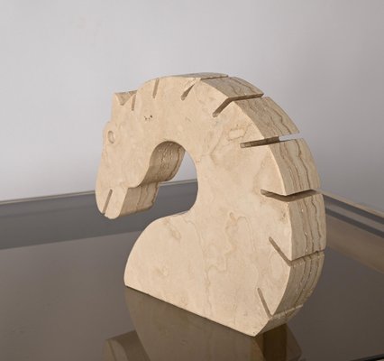 Italian Travertine Marble Horse Sculpture from Fratelli Mannelli, Italy, 1970s-JDR-1274882