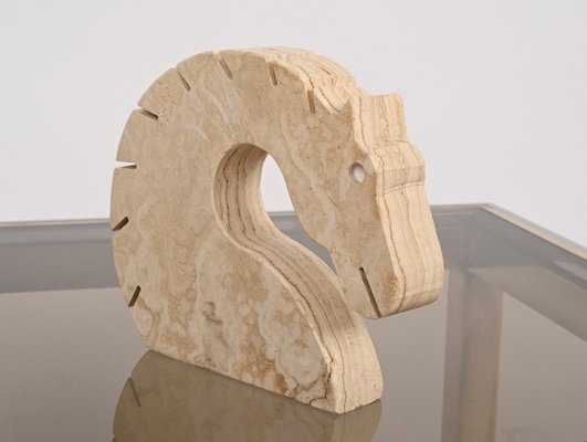 Italian Travertine Marble Horse Sculpture from Fratelli Mannelli, Italy, 1970s-JDR-1274882