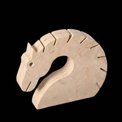 Italian Travertine Marble Horse Sculpture from Fratelli Mannelli, Italy, 1970s-JDR-1274882