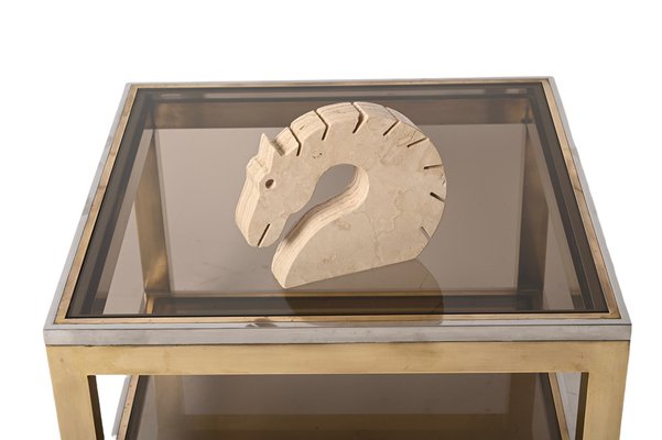 Italian Travertine Marble Horse Sculpture from Fratelli Mannelli, Italy, 1970s-JDR-1274882