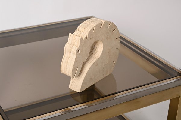 Italian Travertine Marble Horse Sculpture from Fratelli Mannelli, Italy, 1970s-JDR-1274882