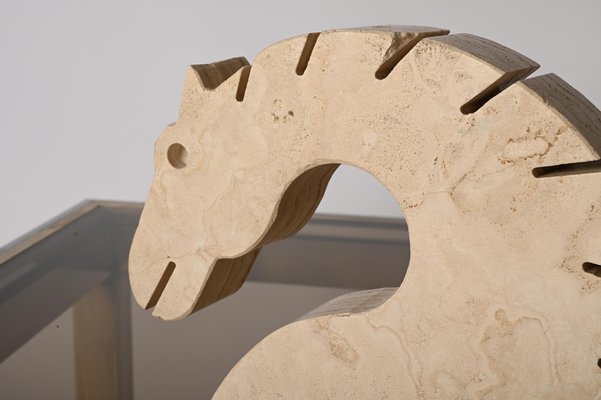 Italian Travertine Marble Horse Sculpture from Fratelli Mannelli, Italy, 1970s-JDR-1274882