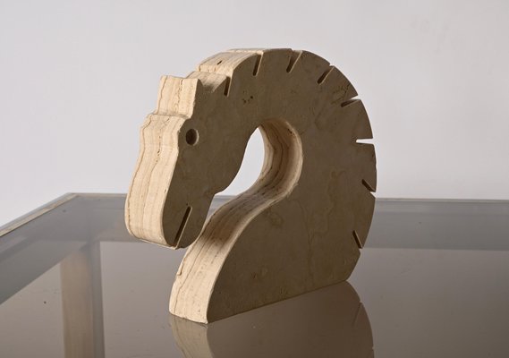 Italian Travertine Marble Horse Sculpture from Fratelli Mannelli, Italy, 1970s-JDR-1274882