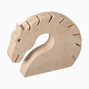 Italian Travertine Marble Horse Sculpture from Fratelli Mannelli, Italy, 1970s-JDR-1274882