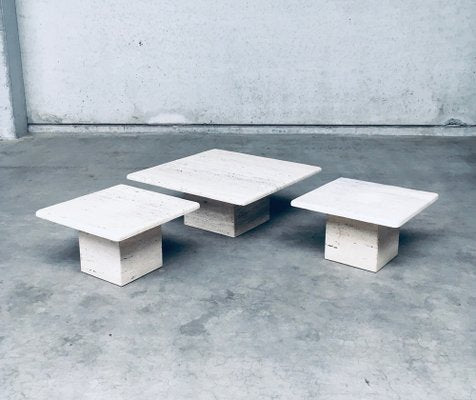 Italian Travertine Square Coffee Table, 1970s-RQV-1791438