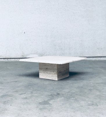 Italian Travertine Square Coffee Table, 1970s-RQV-1791438