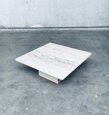 Italian Travertine Square Coffee Table, 1970s-RQV-1791438