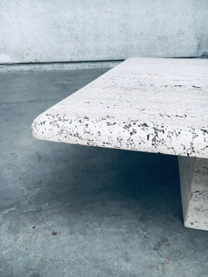 Italian Travertine Square Coffee Table, 1970s-RQV-1791438