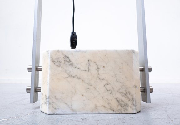 Italian Travertine, Steel and Glass Floor Lamp, 1970s-FGA-986212